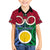 Vanuatu Shefa Province Family Matching Off Shoulder Short Dress and Hawaiian Shirt Pig Tusk Mix Maori Pattern and Namele Leaf LT03 Son's Shirt Red - Polynesian Pride