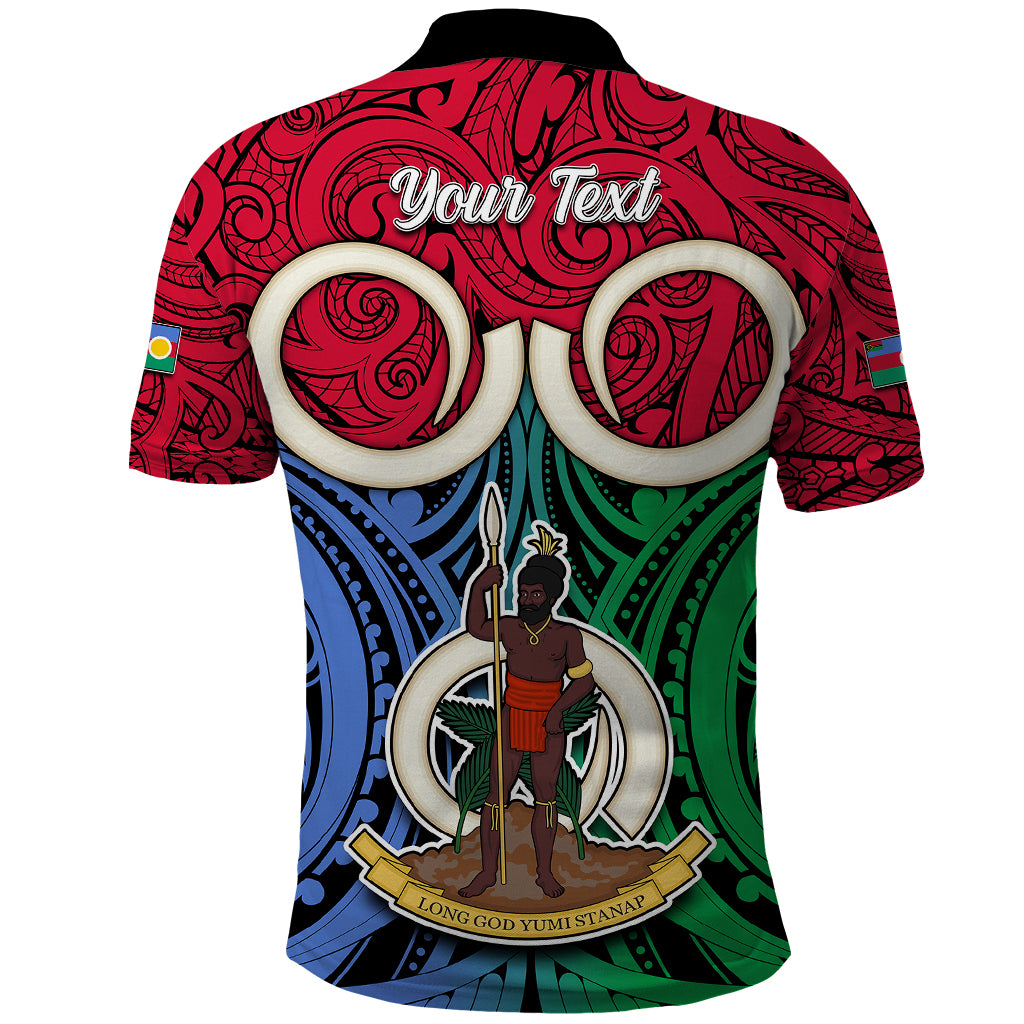 Personalised Vanuatu Shefa Province Polo Shirt Pig Tusk Mix Maori Pattern and Namele Leaf LT03 - Polynesian Pride
