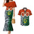 Vanuatu Penama Province Couples Matching Mermaid Dress and Hawaiian Shirt Pig Tusk Mix Maori Pattern and Namele Leaf LT03 Orange - Polynesian Pride