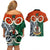 Vanuatu Penama Province Couples Matching Off Shoulder Short Dress and Hawaiian Shirt Pig Tusk Mix Maori Pattern and Namele Leaf LT03 - Polynesian Pride