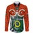 Vanuatu Penama Province Family Matching Long Sleeve Bodycon Dress and Hawaiian Shirt Pig Tusk Mix Maori Pattern and Namele Leaf LT03 Dad's Shirt - Long Sleeve Orange - Polynesian Pride