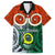 Vanuatu Penama Province Family Matching Mermaid Dress and Hawaiian Shirt Pig Tusk Mix Maori Pattern and Namele Leaf LT03 Dad's Shirt - Short Sleeve Orange - Polynesian Pride