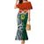 Vanuatu Penama Province Family Matching Mermaid Dress and Hawaiian Shirt Pig Tusk Mix Maori Pattern and Namele Leaf LT03 Mom's Dress Orange - Polynesian Pride