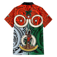 Vanuatu Penama Province Family Matching Off Shoulder Maxi Dress and Hawaiian Shirt Pig Tusk Mix Maori Pattern and Namele Leaf LT03 - Polynesian Pride