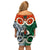 Vanuatu Penama Province Family Matching Off Shoulder Short Dress and Hawaiian Shirt Pig Tusk Mix Maori Pattern and Namele Leaf LT03 - Polynesian Pride