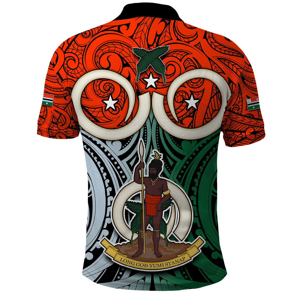 Vanuatu Penama Province Polo Shirt Pig Tusk Mix Maori Pattern and Namele Leaf LT03 - Polynesian Pride