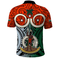Vanuatu Penama Province Polo Shirt Pig Tusk Mix Maori Pattern and Namele Leaf LT03 - Polynesian Pride