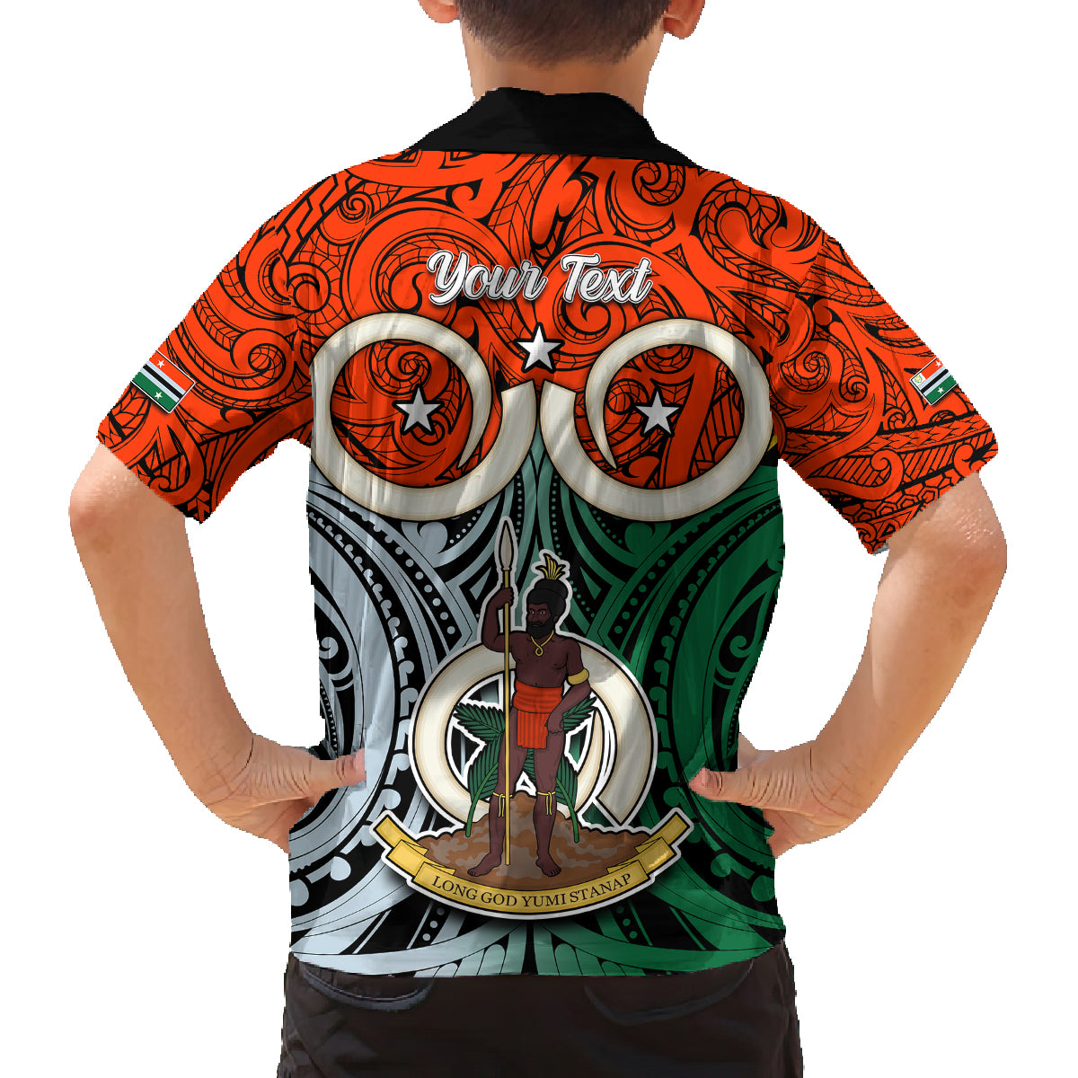 Personalised Vanuatu Penama Province Kid Hawaiian Shirt Pig Tusk Mix Maori Pattern and Namele Leaf LT03 - Polynesian Pride