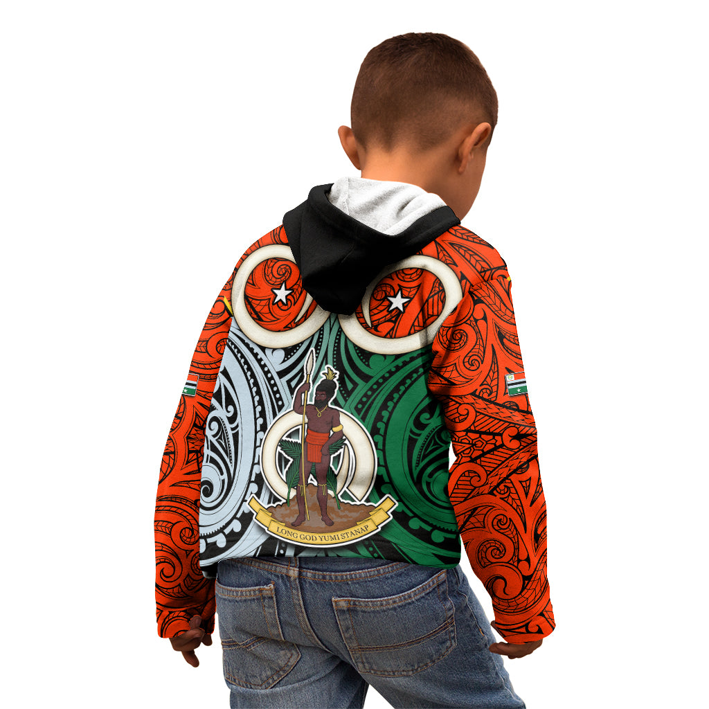 Personalised Vanuatu Penama Province Kid Hoodie Pig Tusk Mix Maori Pattern and Namele Leaf LT03 - Polynesian Pride