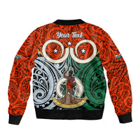 Personalised Vanuatu Penama Province Sleeve Zip Bomber Jacket Pig Tusk Mix Maori Pattern and Namele Leaf LT03 - Polynesian Pride