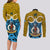 Vanuatu Sanma Province Couples Matching Long Sleeve Bodycon Dress and Long Sleeve Button Shirts Pig Tusk Mix Maori Pattern and Namele Leaf LT03 - Polynesian Pride