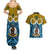 Vanuatu Sanma Province Couples Matching Summer Maxi Dress and Hawaiian Shirt Pig Tusk Mix Maori Pattern and Namele Leaf LT03 - Polynesian Pride