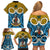 Vanuatu Sanma Province Family Matching Off Shoulder Short Dress and Hawaiian Shirt Pig Tusk Mix Maori Pattern and Namele Leaf LT03 - Polynesian Pride