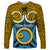 Vanuatu Sanma Province Long Sleeve Shirt Pig Tusk Mix Maori Pattern and Namele Leaf LT03 Unisex Blue - Polynesian Pride