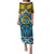 Vanuatu Sanma Province Puletasi Pig Tusk Mix Maori Pattern and Namele Leaf LT03 Long Dress Blue - Polynesian Pride