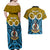 Personalised Vanuatu Sanma Province Couples Matching Off Shoulder Maxi Dress and Hawaiian Shirt Pig Tusk Mix Maori Pattern and Namele Leaf LT03 - Polynesian Pride