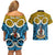 Personalised Vanuatu Sanma Province Couples Matching Off Shoulder Short Dress and Hawaiian Shirt Pig Tusk Mix Maori Pattern and Namele Leaf LT03 - Polynesian Pride