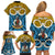 Personalised Vanuatu Sanma Province Family Matching Off Shoulder Short Dress and Hawaiian Shirt Pig Tusk Mix Maori Pattern and Namele Leaf LT03 - Polynesian Pride