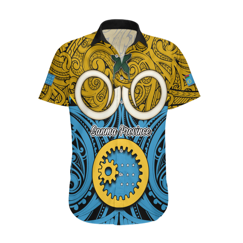 Personalised Vanuatu Sanma Province Hawaiian Shirt Pig Tusk Mix Maori Pattern and Namele Leaf LT03 Blue - Polynesian Pride