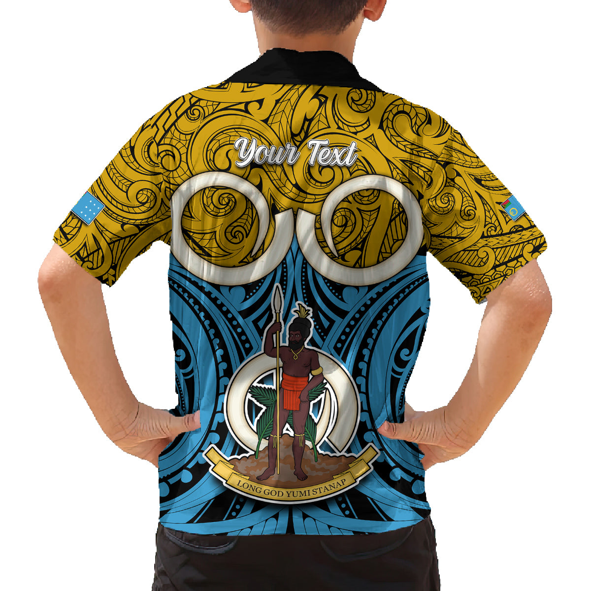 Personalised Vanuatu Sanma Province Kid Hawaiian Shirt Pig Tusk Mix Maori Pattern and Namele Leaf LT03 - Polynesian Pride