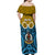 Personalised Vanuatu Sanma Province Off Shoulder Maxi Dress Pig Tusk Mix Maori Pattern and Namele Leaf LT03 - Polynesian Pride