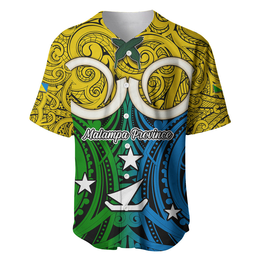 Vanuatu Malampa Province Baseball Jersey Pig Tusk Mix Maori Pattern and Namele Leaf LT03 Yellow - Polynesian Pride