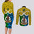 Vanuatu Malampa Province Couples Matching Long Sleeve Bodycon Dress and Long Sleeve Button Shirts Pig Tusk Mix Maori Pattern and Namele Leaf LT03 - Polynesian Pride