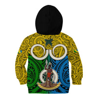 Vanuatu Malampa Province Kid Hoodie Pig Tusk Mix Maori Pattern and Namele Leaf LT03 - Polynesian Pride