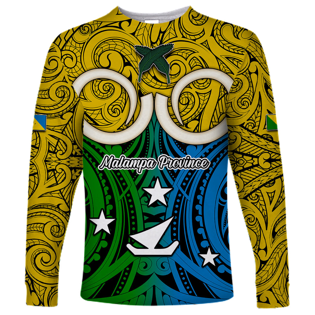 Vanuatu Malampa Province Long Sleeve Shirt Pig Tusk Mix Maori Pattern and Namele Leaf LT03 Unisex Yellow - Polynesian Pride