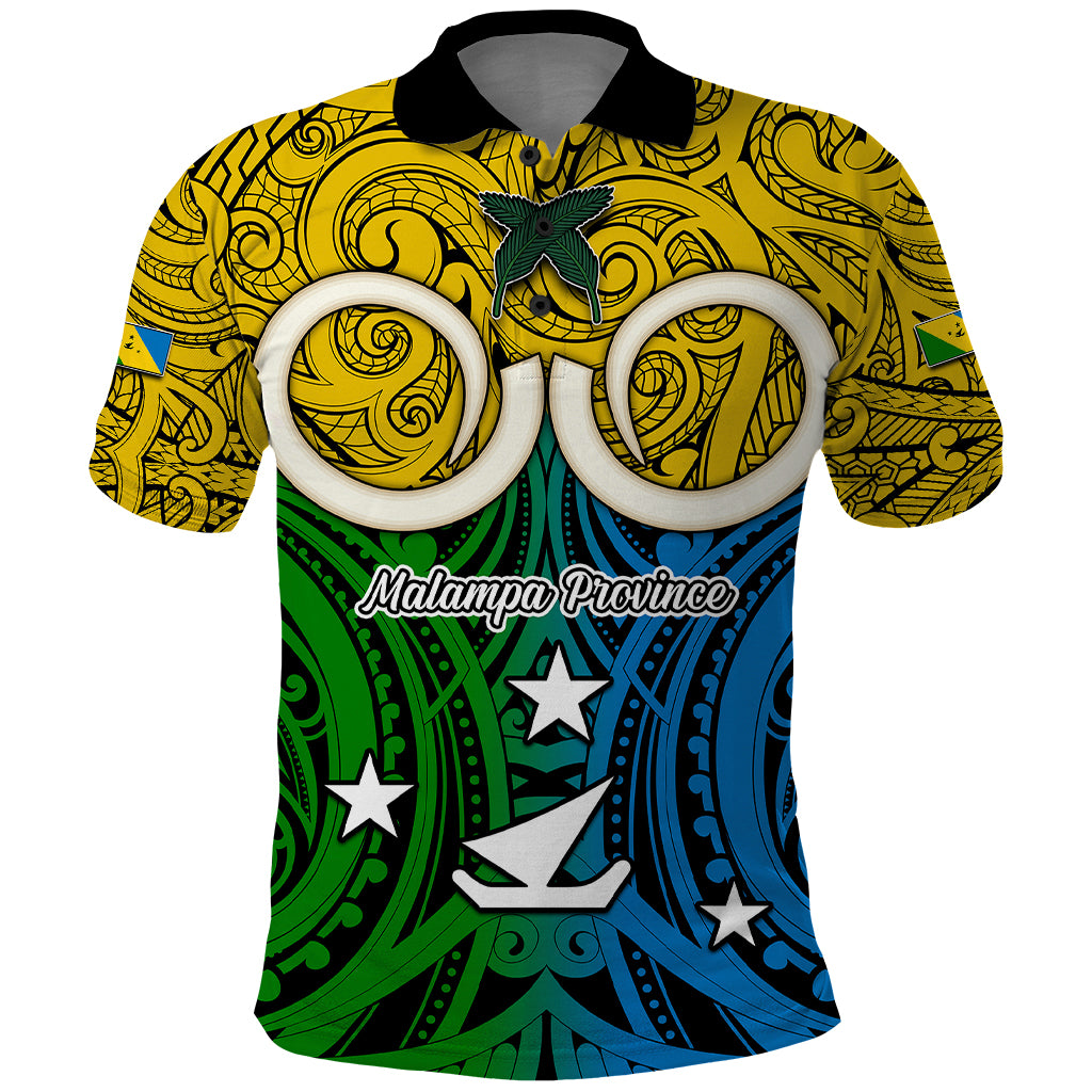 Vanuatu Malampa Province Polo Shirt Pig Tusk Mix Maori Pattern and Namele Leaf LT03 Yellow - Polynesian Pride