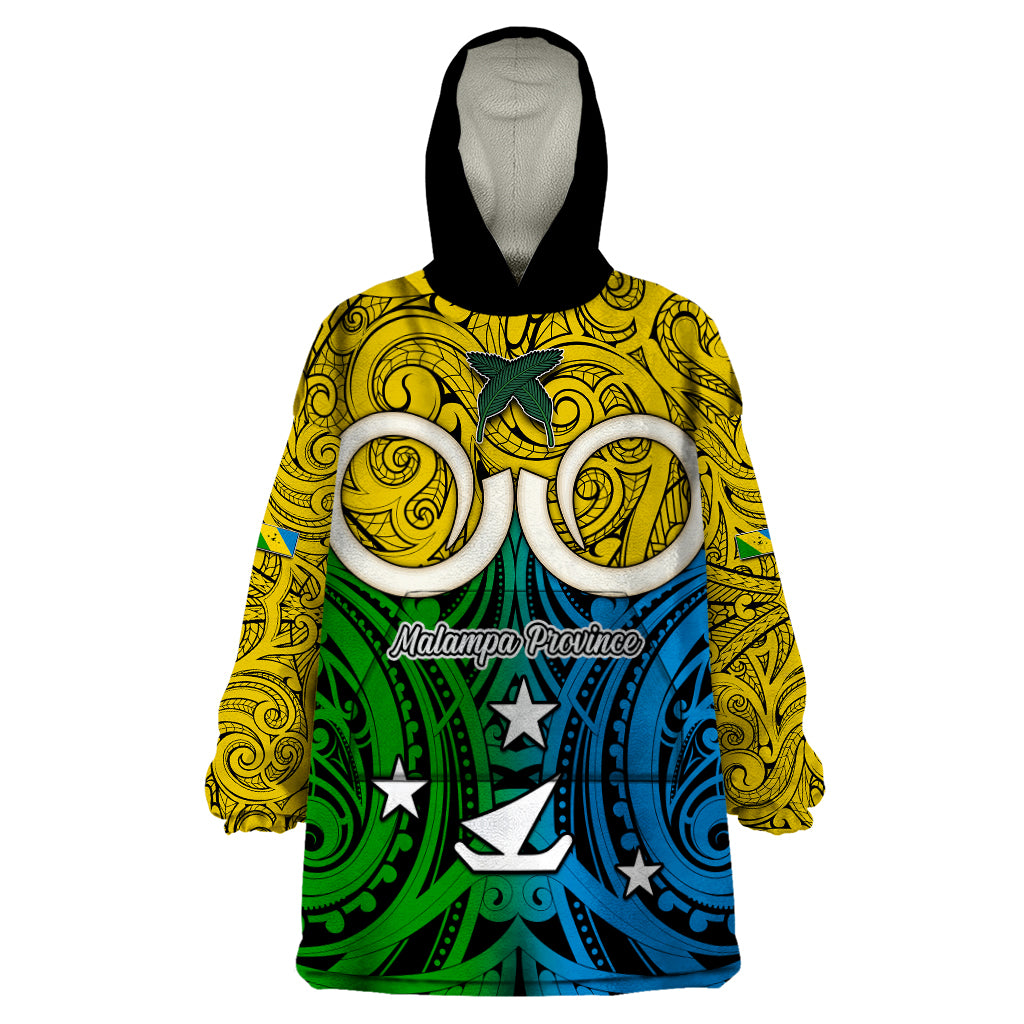 Vanuatu Malampa Province Wearable Blanket Hoodie Pig Tusk Mix Maori Pattern and Namele Leaf LT03 One Size Yellow - Polynesian Pride