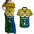 Personalised Vanuatu Malampa Province Couples Matching Off Shoulder Maxi Dress and Hawaiian Shirt Pig Tusk Mix Maori Pattern and Namele Leaf LT03 Yellow - Polynesian Pride