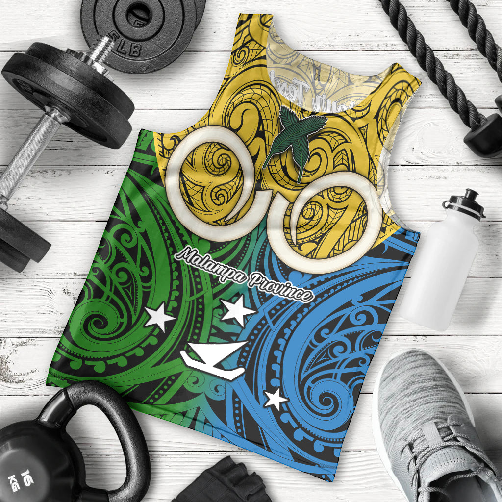 Personalised Vanuatu Malampa Province Men Tank Top Pig Tusk Mix Maori Pattern and Namele Leaf LT03 Yellow - Polynesian Pride