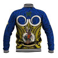 Vanuatu Torba Province Baseball Jacket Pig Tusk Mix Maori Pattern and Namele Leaf LT03 - Polynesian Pride