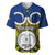 Vanuatu Torba Province Baseball Jersey Pig Tusk Mix Maori Pattern and Namele Leaf LT03 Blue - Polynesian Pride