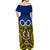 Vanuatu Torba Province Off Shoulder Maxi Dress Pig Tusk Mix Maori Pattern and Namele Leaf LT03 - Polynesian Pride