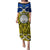 Vanuatu Torba Province Puletasi Pig Tusk Mix Maori Pattern and Namele Leaf LT03 Long Dress Blue - Polynesian Pride