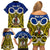 Personalised Vanuatu Torba Province Family Matching Off Shoulder Short Dress and Hawaiian Shirt Pig Tusk Mix Maori Pattern and Namele Leaf LT03 - Polynesian Pride