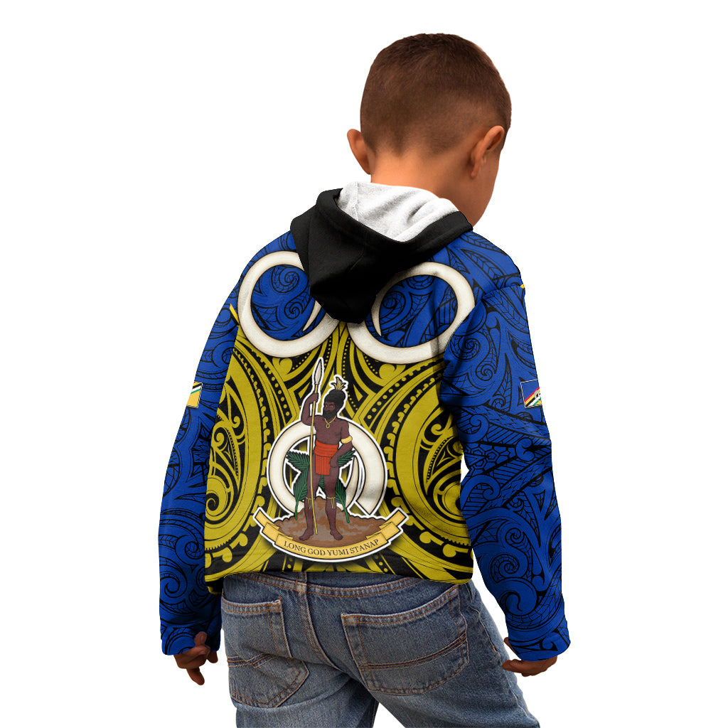 Personalised Vanuatu Torba Province Kid Hoodie Pig Tusk Mix Maori Pattern and Namele Leaf LT03 - Polynesian Pride