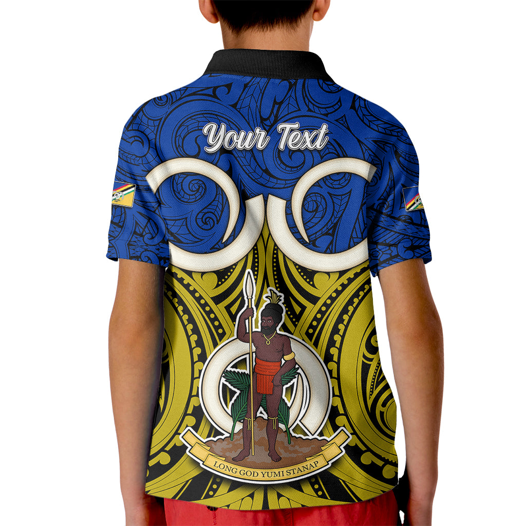 Personalised Vanuatu Torba Province Kid Polo Shirt Pig Tusk Mix Maori Pattern and Namele Leaf LT03 - Polynesian Pride