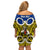 Personalised Vanuatu Torba Province Off Shoulder Short Dress Pig Tusk Mix Maori Pattern and Namele Leaf LT03 - Polynesian Pride