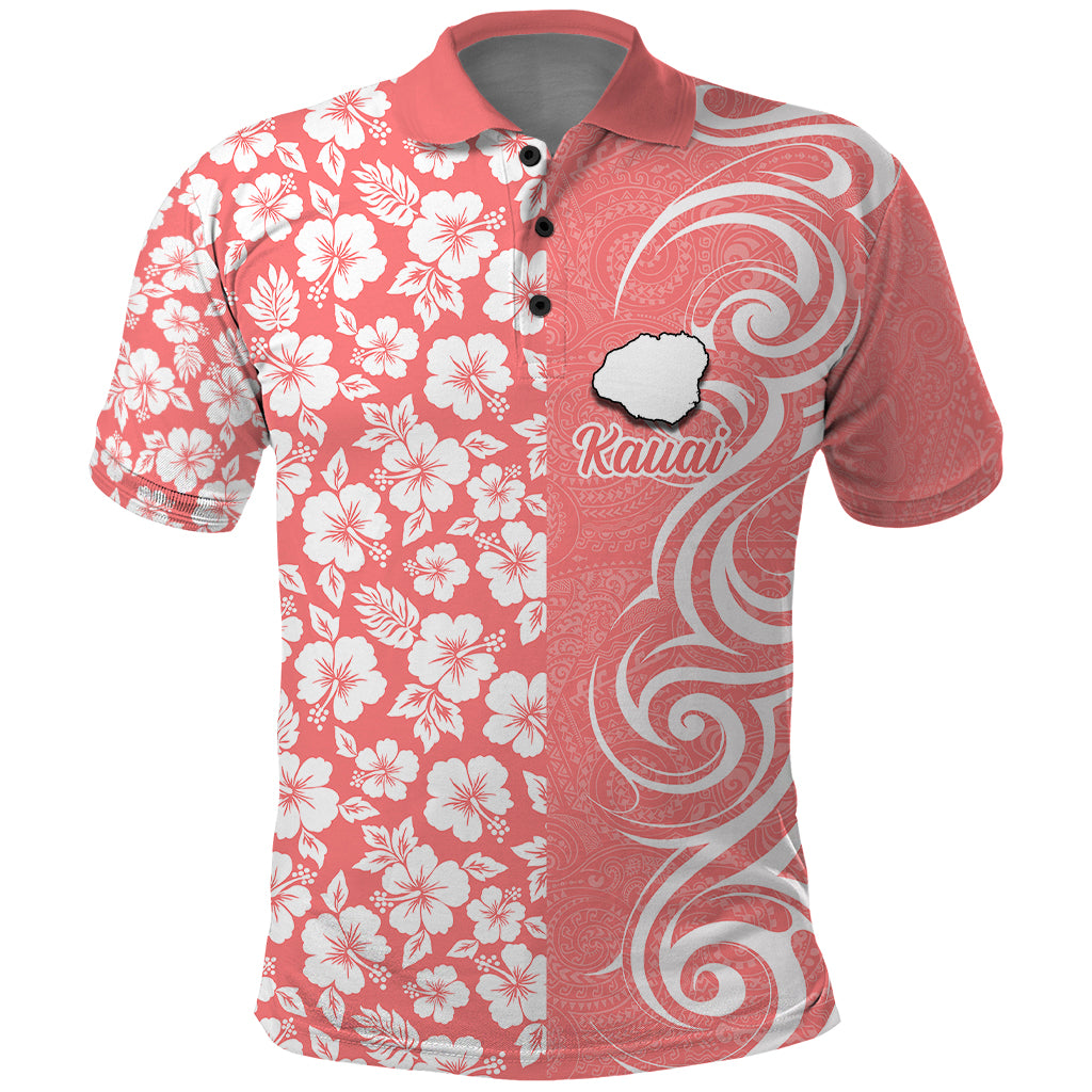Hawaii Kauai Island Polo Shirt Hibiscus Pattern Seamless Tribal Simple Pink Pastel LT03 Pink - Polynesian Pride