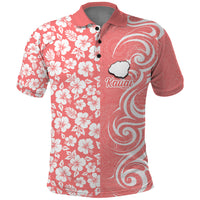 Hawaii Kauai Island Polo Shirt Hibiscus Pattern Seamless Tribal Simple Pink Pastel LT03 Pink - Polynesian Pride