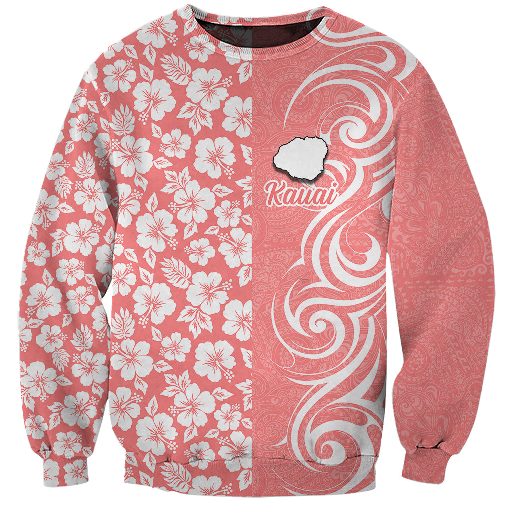 Hawaii Kauai Island Sweatshirt Hibiscus Pattern Seamless Tribal Simple Pink Pastel LT03 Unisex Pink - Polynesian Pride