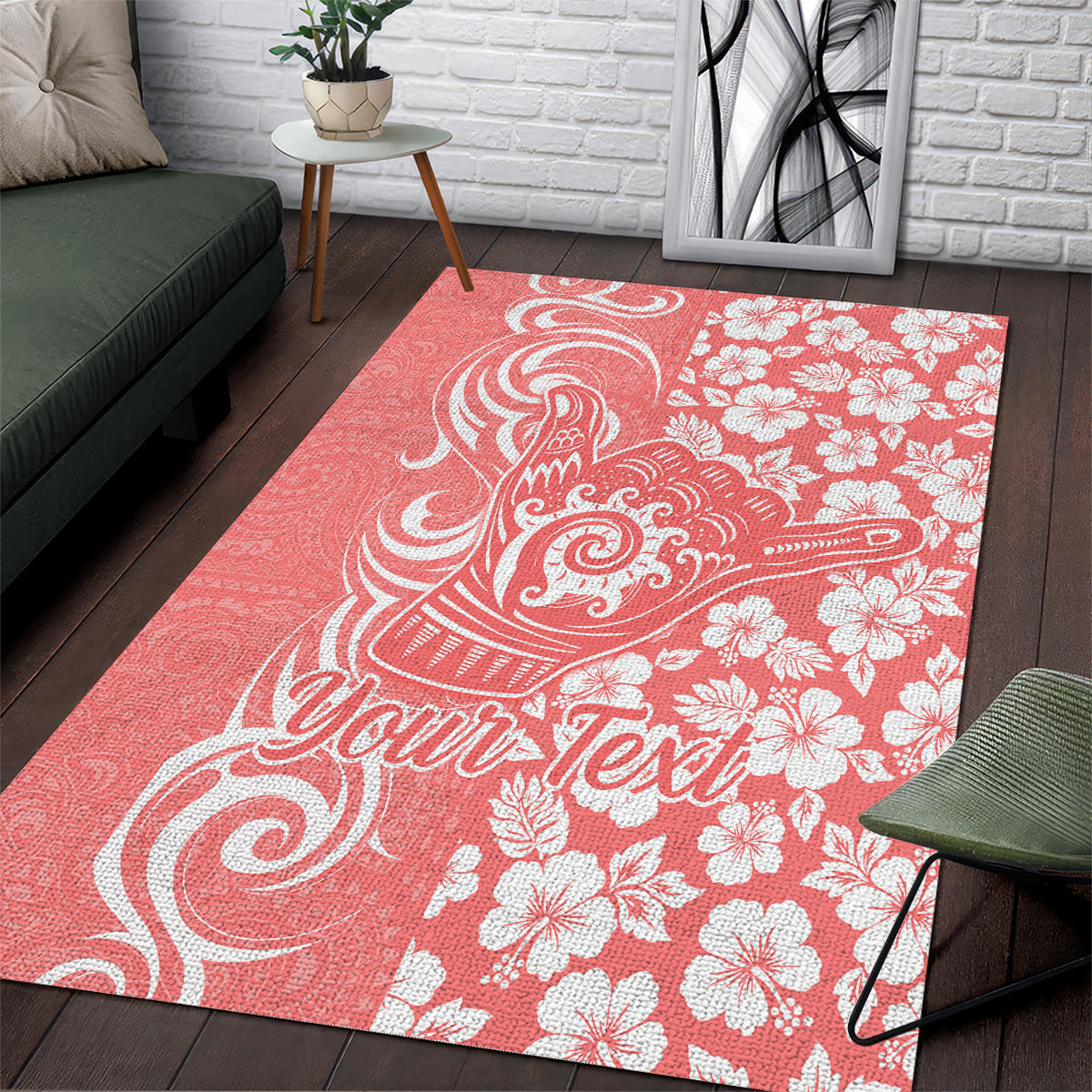 Custom Hawaii Kauai Island Area Rug Hibiscus Pattern Seamless Tribal Simple Pink Pastel LT03 Pink - Polynesian Pride