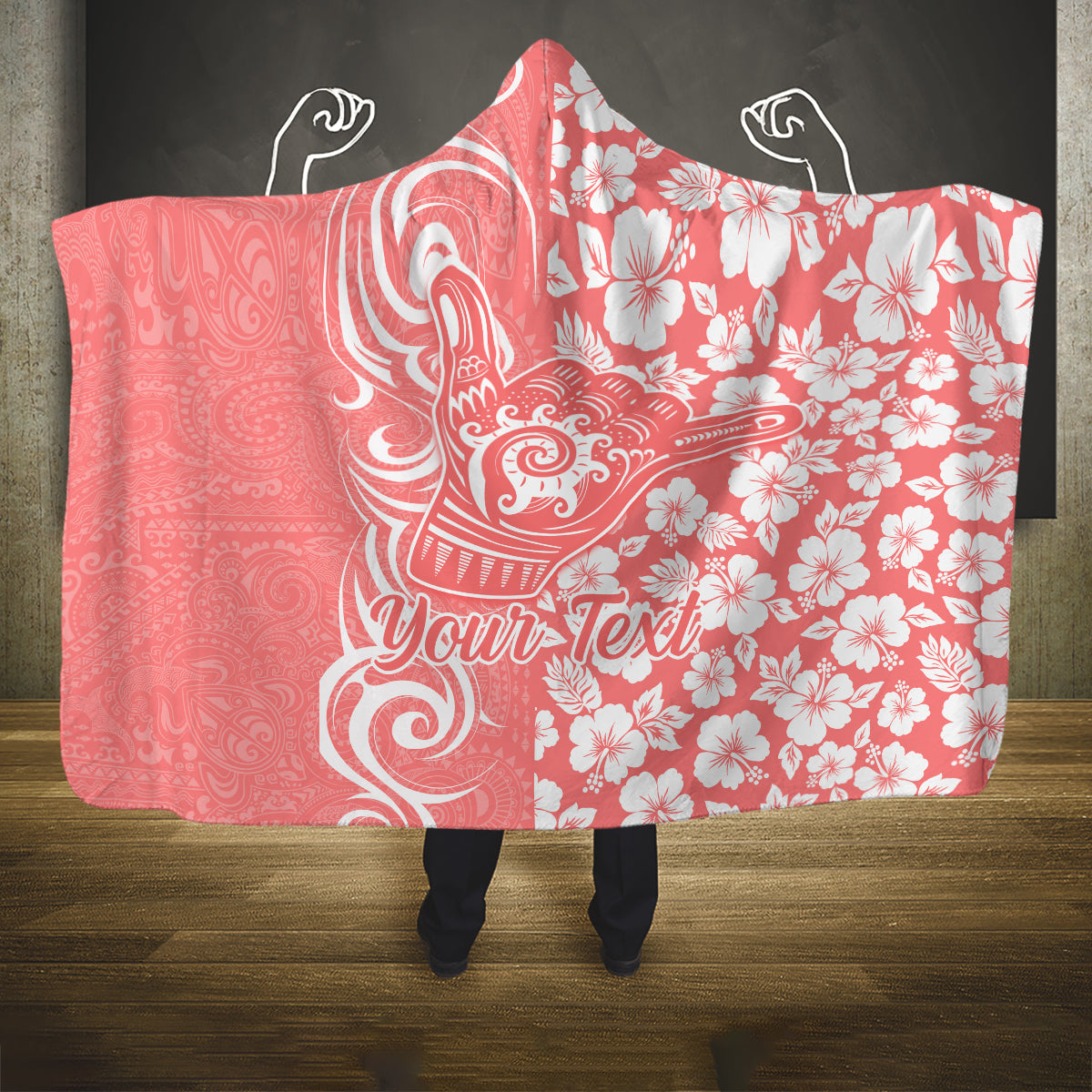 Custom Hawaii Kauai Island Hooded Blanket Hibiscus Pattern Seamless Tribal Simple Pink Pastel LT03 One Size Pink - Polynesian Pride