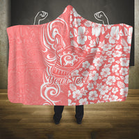 Custom Hawaii Kauai Island Hooded Blanket Hibiscus Pattern Seamless Tribal Simple Pink Pastel LT03 One Size Pink - Polynesian Pride