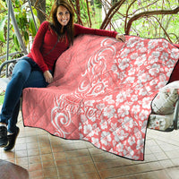 Custom Hawaii Kauai Island Quilt Hibiscus Pattern Seamless Tribal Simple Pink Pastel LT03 - Polynesian Pride