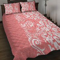 Custom Hawaii Kauai Island Quilt Bed Set Hibiscus Pattern Seamless Tribal Simple Pink Pastel LT03 - Polynesian Pride