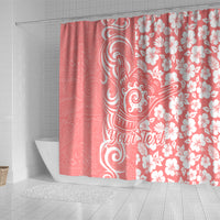 Custom Hawaii Kauai Island Shower Curtain Hibiscus Pattern Seamless Tribal Simple Pink Pastel LT03 - Polynesian Pride